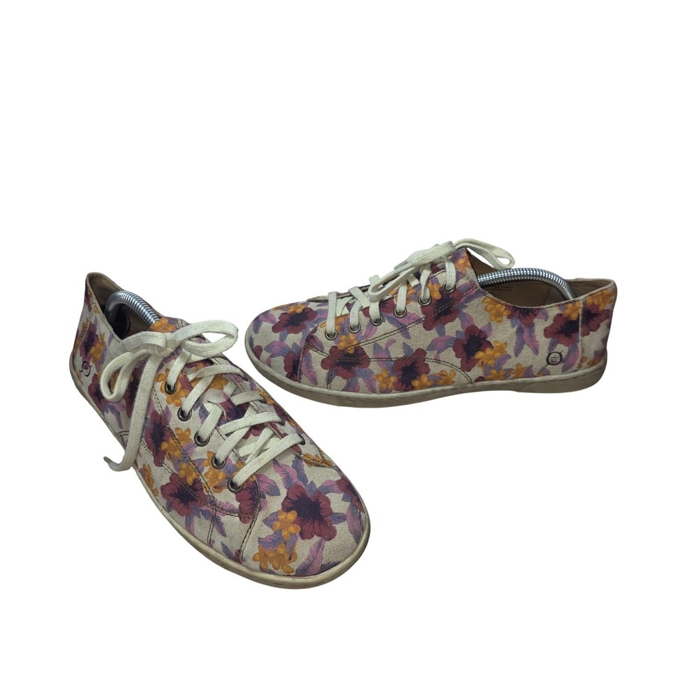 Born Shoes Womens Size 11 Multicolor Floral Leather Lace Up Comfort Sneakers
